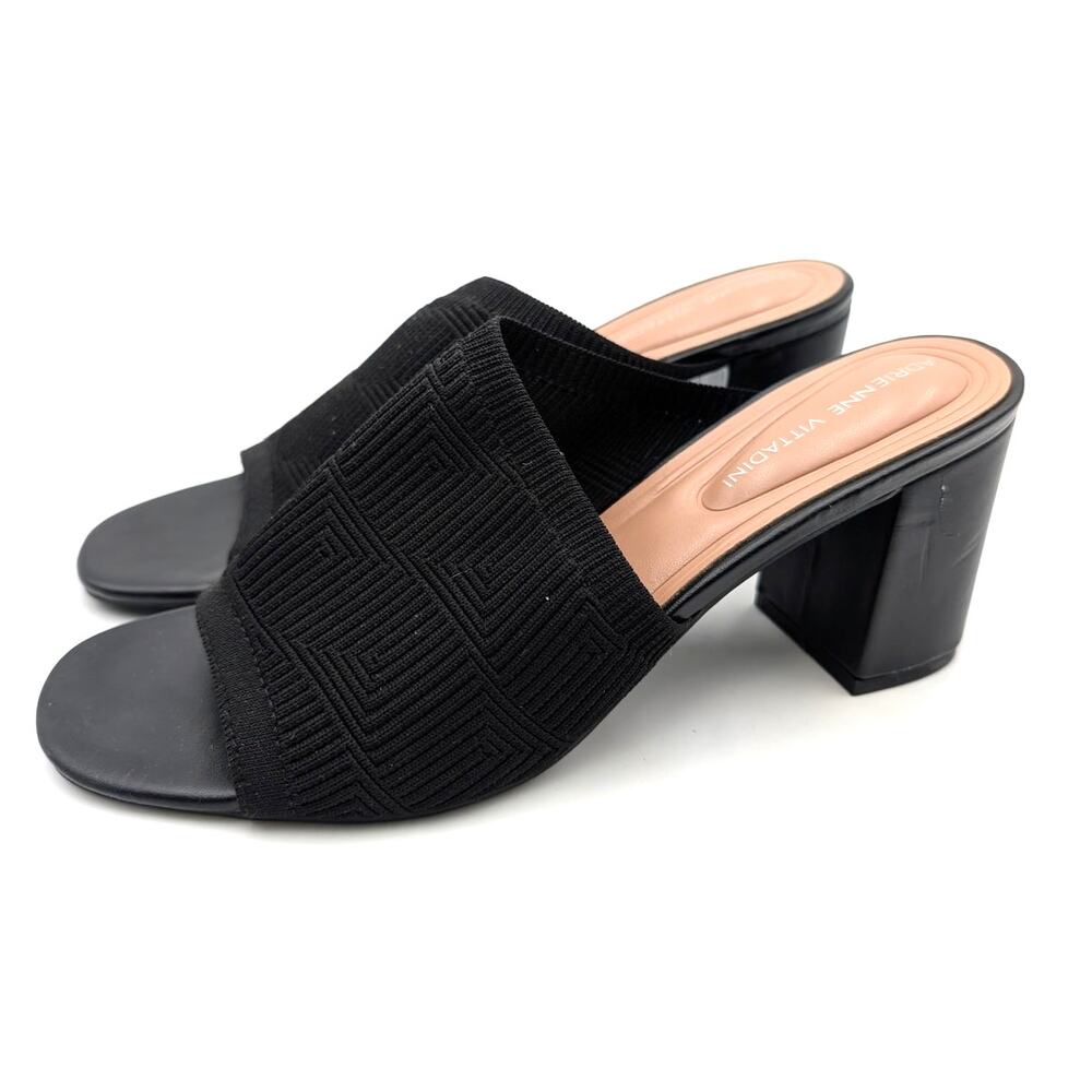 Adrienne Vittadini Andreas Block Heel Mule Shoes Women's Black Size US9M EU39.5